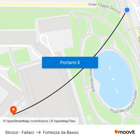 Strozzi - Fallaci to Fortezza da Basso map