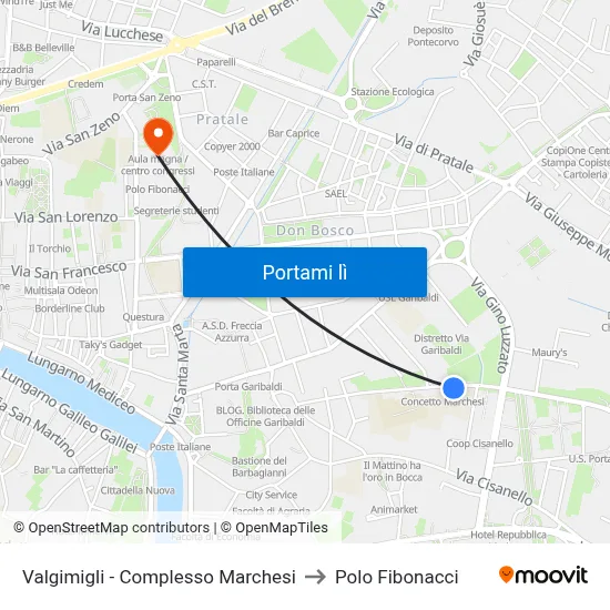 Valgimigli - Complesso Marchesi to Polo Fibonacci map
