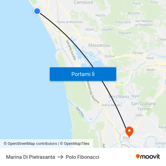 Marina Di Pietrasanta to Polo Fibonacci map