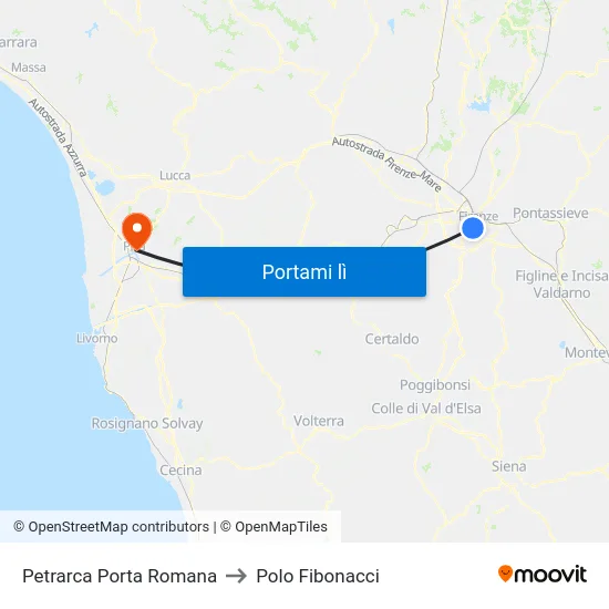Petrarca Porta Romana to Polo Fibonacci map