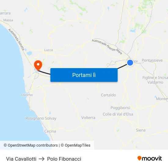 Via Cavallotti to Polo Fibonacci map