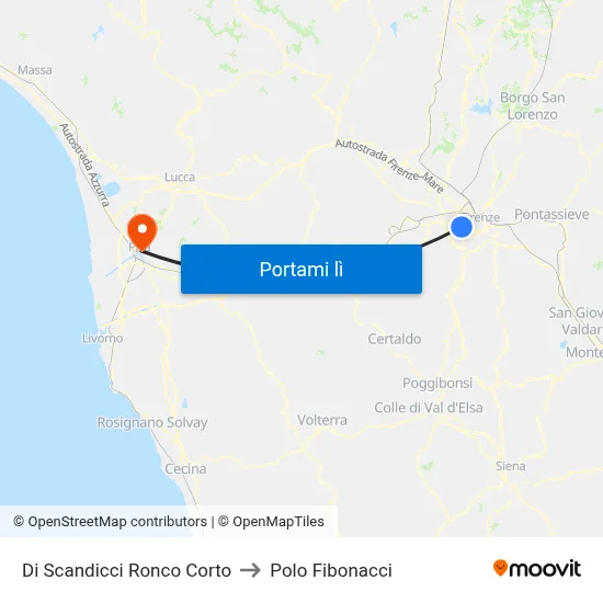 Di Scandicci Ronco Corto to Polo Fibonacci map