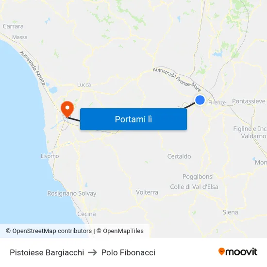 Pistoiese Bargiacchi to Polo Fibonacci map