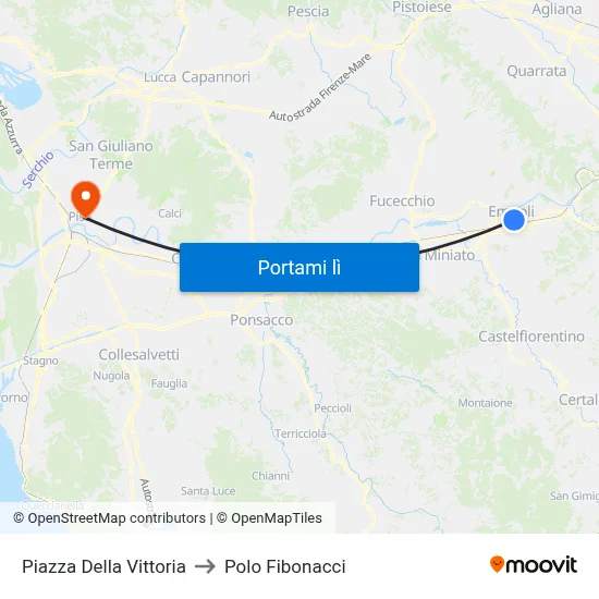 Piazza Della Vittoria to Polo Fibonacci map