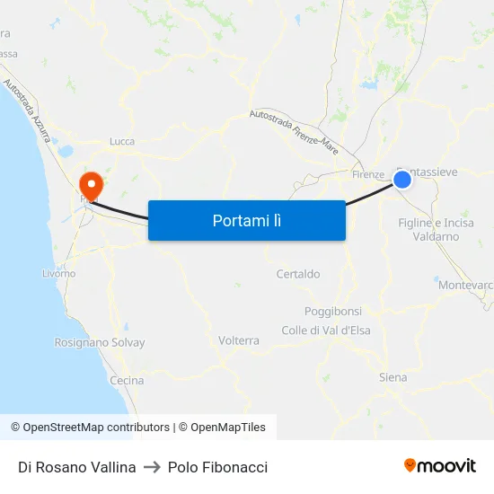 Di Rosano Vallina to Polo Fibonacci map