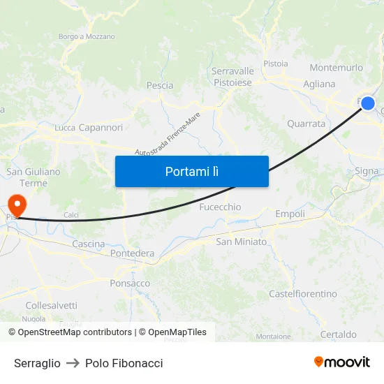Stazione FS Serraglio to Polo Fibonacci map