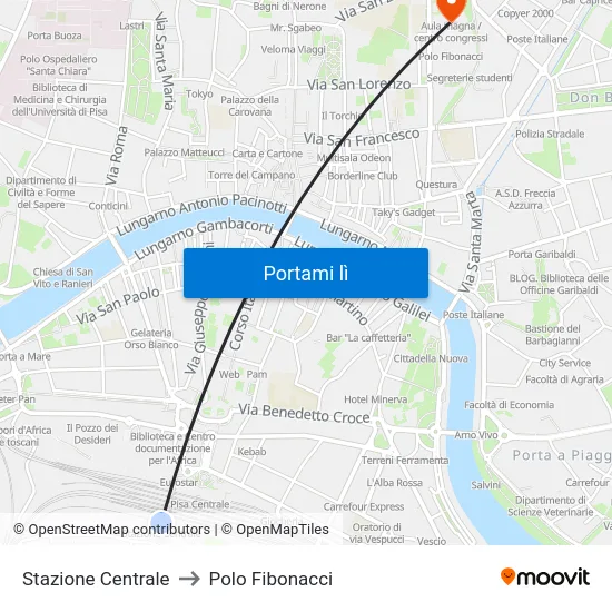Stazione Centrale to Polo Fibonacci map