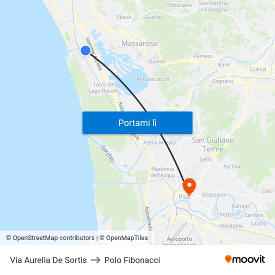 Via Aurelia De Sortis to Polo Fibonacci map