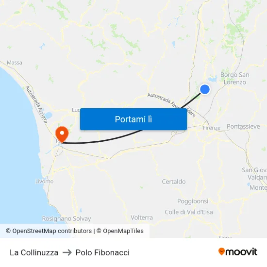 La Collinuzza to Polo Fibonacci map