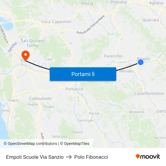 Empoli Scuole Via Sanzio to Polo Fibonacci map