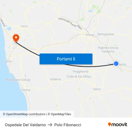 Ospedale Del Valdarno to Polo Fibonacci map