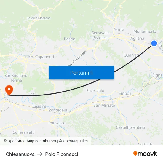 Chiesanuova to Polo Fibonacci map