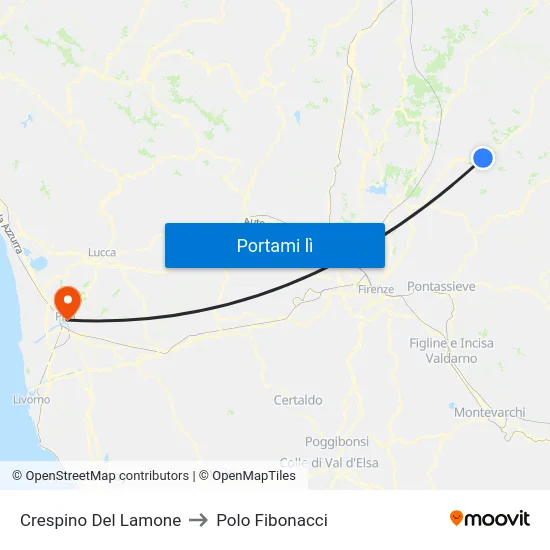 Crespino Del Lamone to Polo Fibonacci map