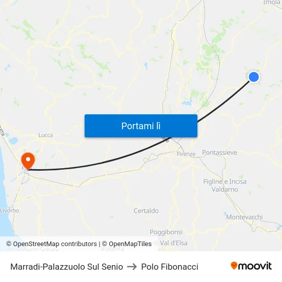 Marradi-Palazzuolo Sul Senio to Polo Fibonacci map