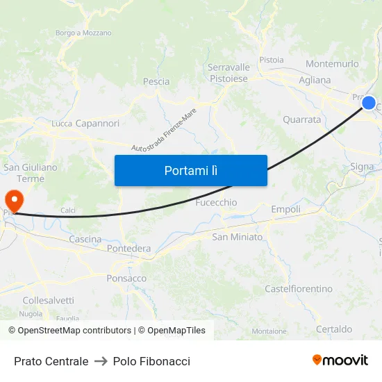Prato Centrale to Polo Fibonacci map