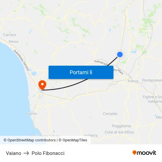 Vaiano to Polo Fibonacci map