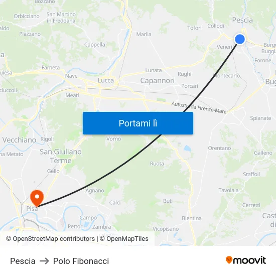 Pescia to Polo Fibonacci map