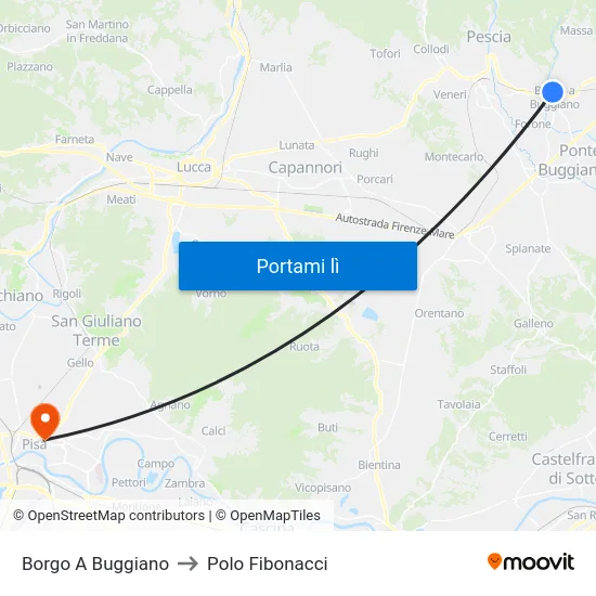 Borgo A Buggiano to Polo Fibonacci map