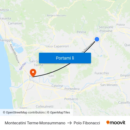 Montecatini Terme-Monsummano to Polo Fibonacci map