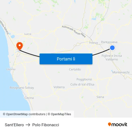 Sant'Ellero to Polo Fibonacci map