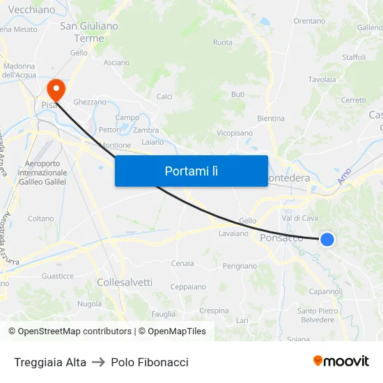 Treggiaia to Polo Fibonacci map