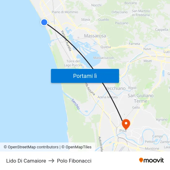 Lido Di Camaiore to Polo Fibonacci map