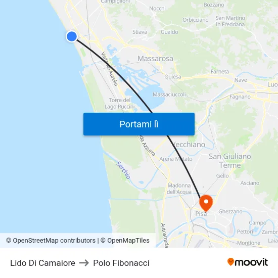 Lido Di Camaiore to Polo Fibonacci map