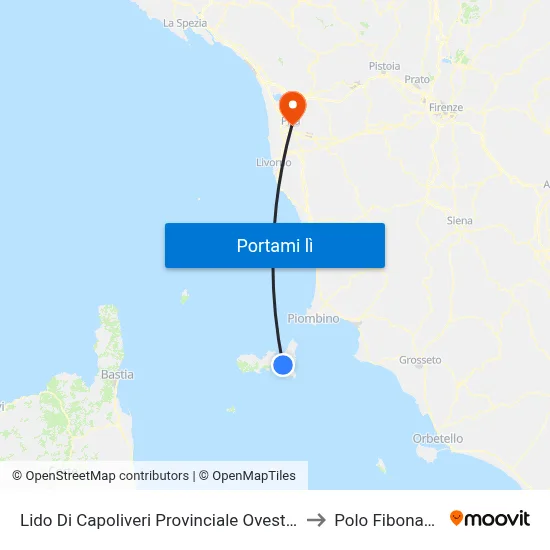 Lido Di Capoliveri Provinciale Ovest 31 to Polo Fibonacci map