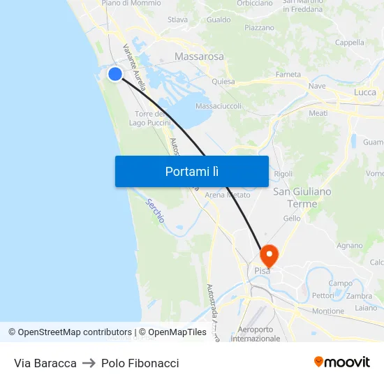 Via Baracca to Polo Fibonacci map
