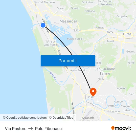 Via Pastore to Polo Fibonacci map