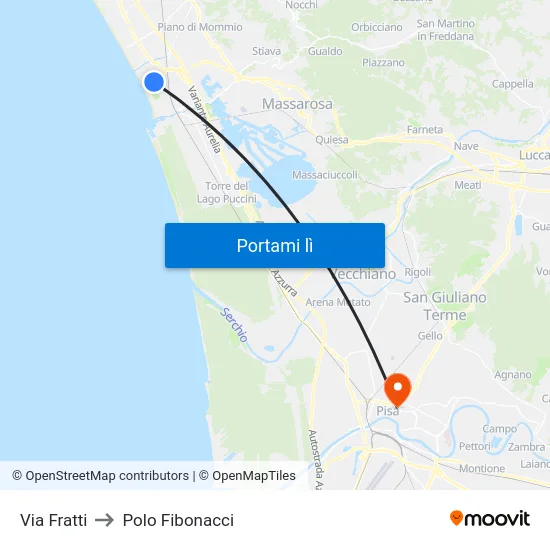 Via Fratti to Polo Fibonacci map