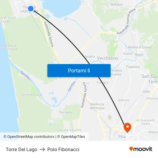 Torre Del Lago to Polo Fibonacci map