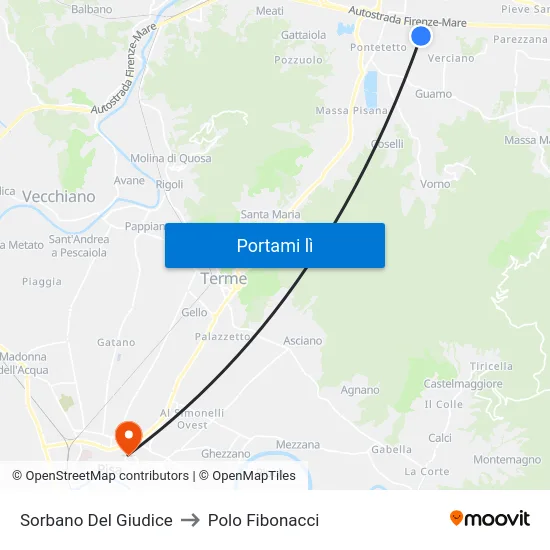 Sorbano Del Giudice to Polo Fibonacci map