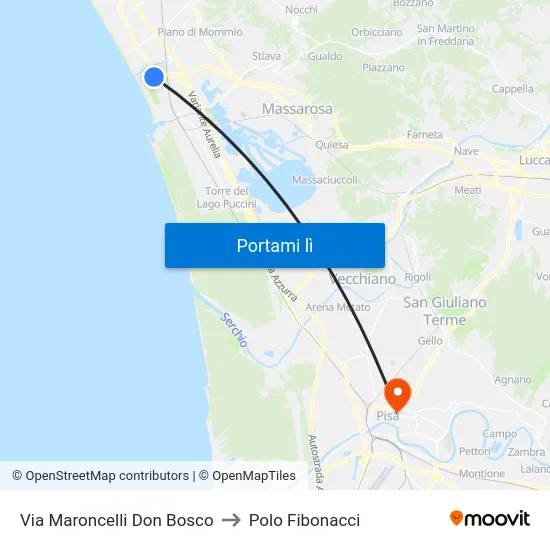 Via Maroncelli Don Bosco to Polo Fibonacci map
