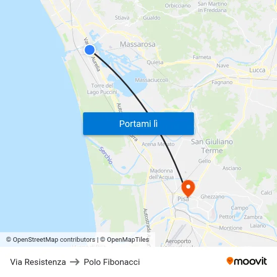 Via Resistenza to Polo Fibonacci map