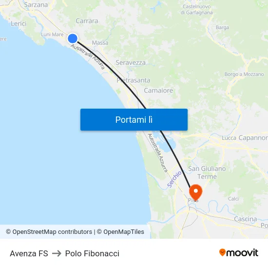 Avenza FS to Polo Fibonacci map