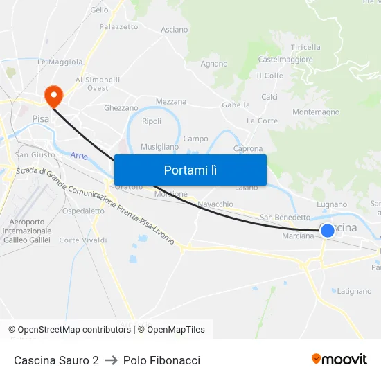 Cascina Sauro 2 to Polo Fibonacci map