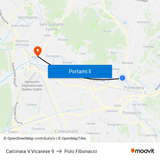 Calcinaia V.Vicarese 9 to Polo Fibonacci map