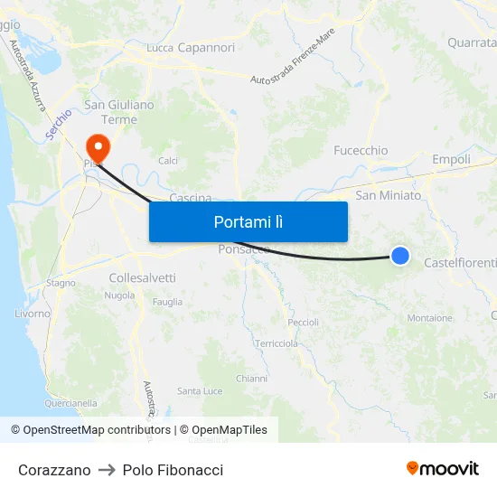 Corazzano to Polo Fibonacci map