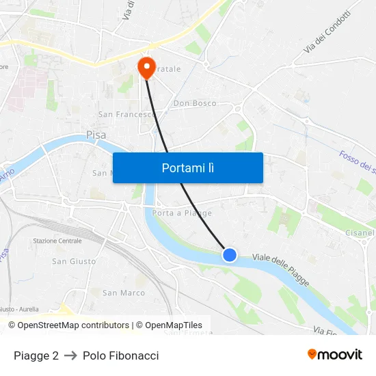 Piagge 2 to Polo Fibonacci map