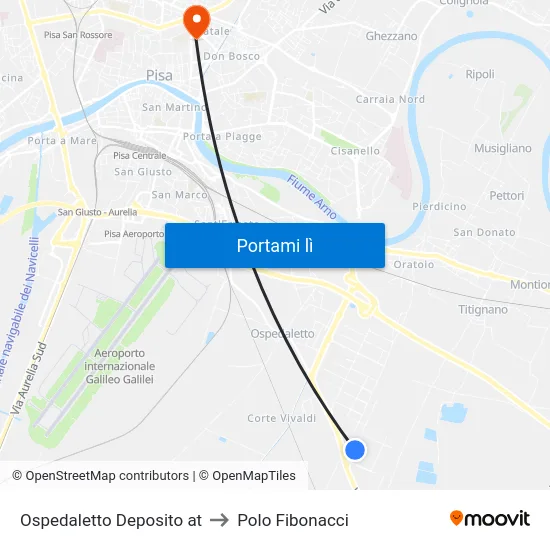 Ospedaletto Deposito at to Polo Fibonacci map