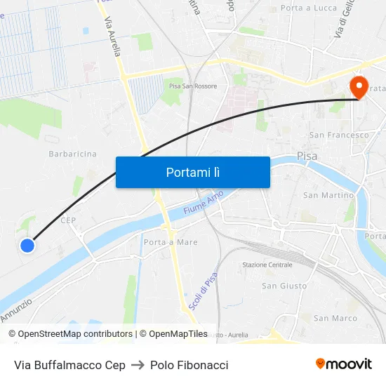 Via Buffalmacco Cep to Polo Fibonacci map