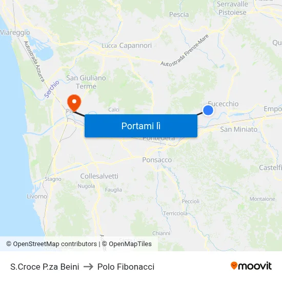 S.Croce P.za Beini to Polo Fibonacci map