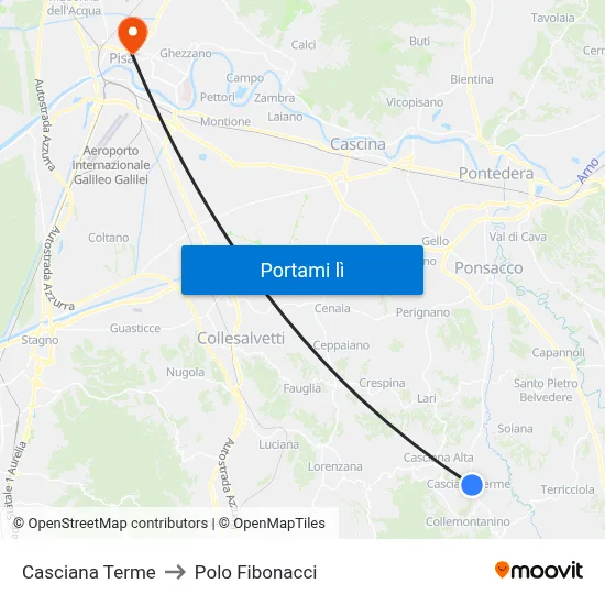 Casciana Terme to Polo Fibonacci map