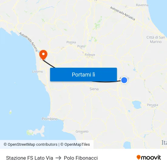 Stazione FS Lato Via to Polo Fibonacci map