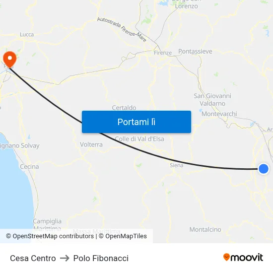Cesa Centro to Polo Fibonacci map