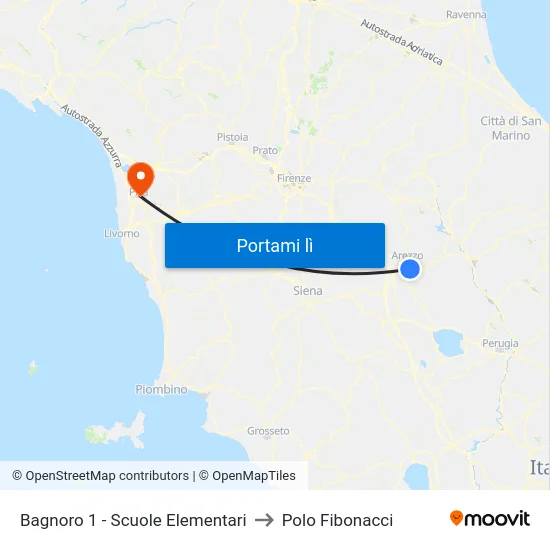 Bagnoro 1 - Scuole Elementari to Polo Fibonacci map