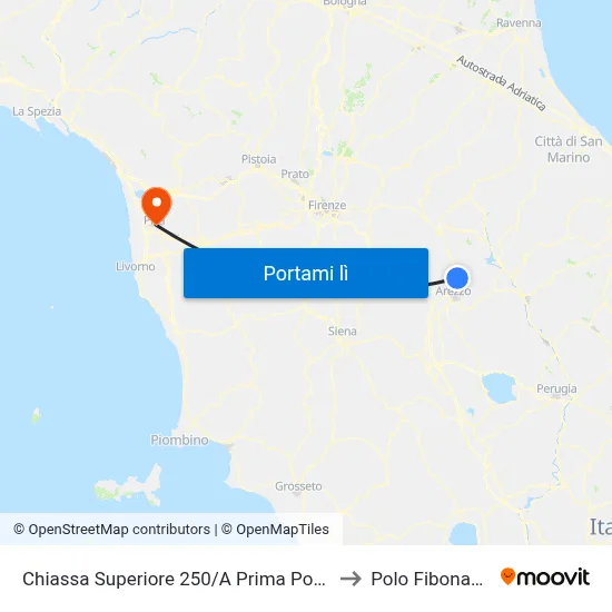 Chiassa Superiore 250/A Prima Ponte to Polo Fibonacci map