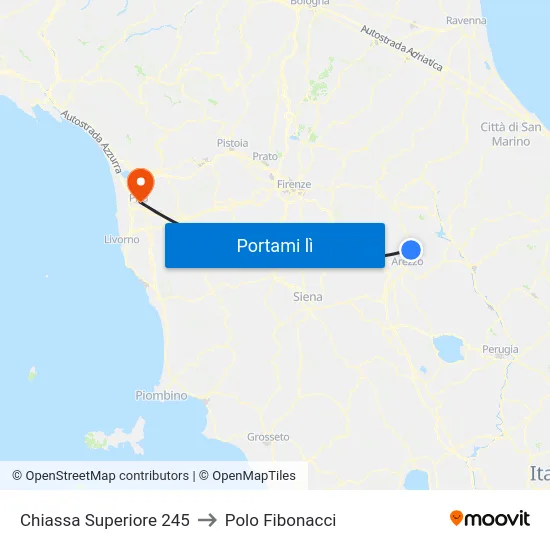 Chiassa Superiore 245 to Polo Fibonacci map