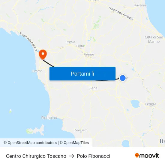 Centro Chirurgico Toscano to Polo Fibonacci map